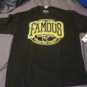 Large, Famous black tshirt with yellow logo